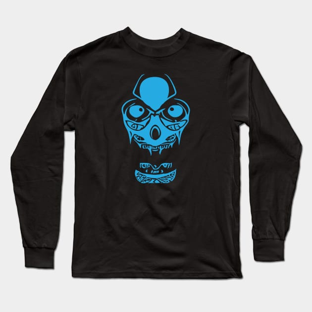 Alien Zombie Skull Blue Color Long Sleeve T-Shirt by ulunkz
